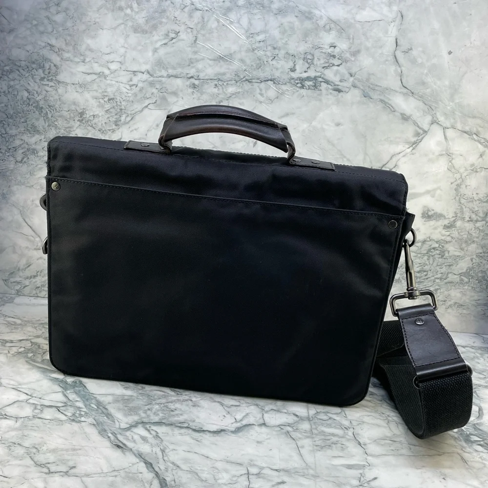 Jack Spade Black and Dark Brown Nylon Messenger Bag